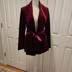INC | Gorgeous Red Velvet Tie Waist Blazer Sz Small